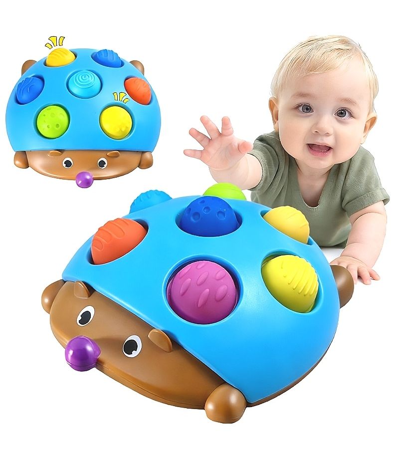 Blue Hedgehog Stacking Toy Educational Game Improves Fine Motor Skills Kids Gift - Image 1