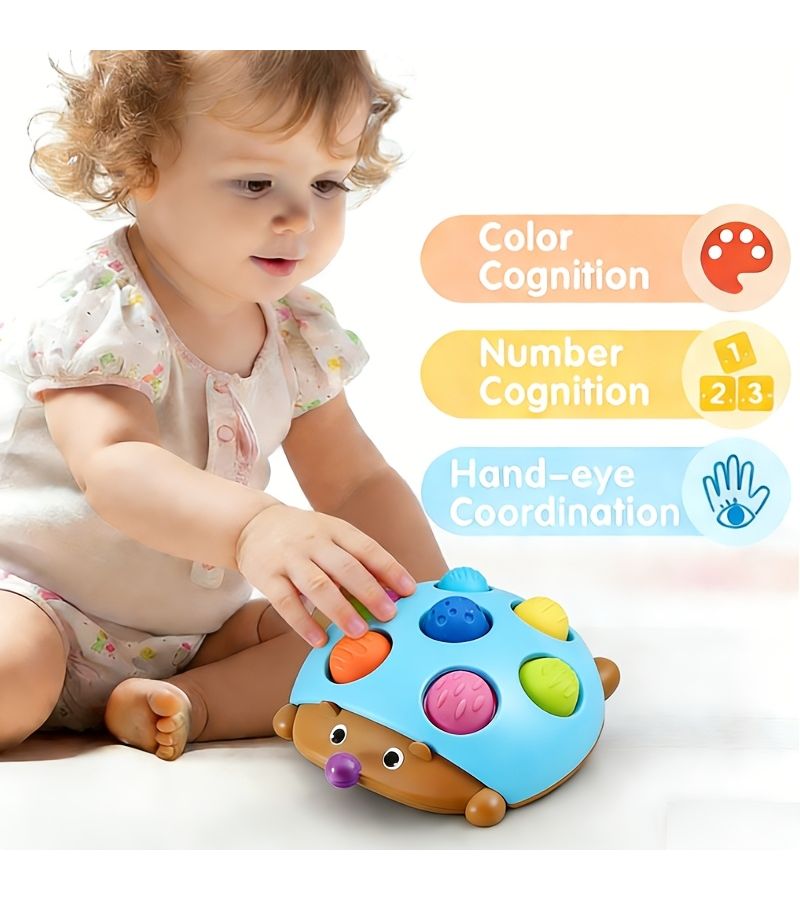 Blue Hedgehog Stacking Toy Educational Game Improves Fine Motor Skills Kids Gift - Image 4