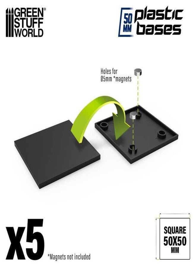 Green Stuff World 50mm Square Plastic Bases - Black, Small - Image 4