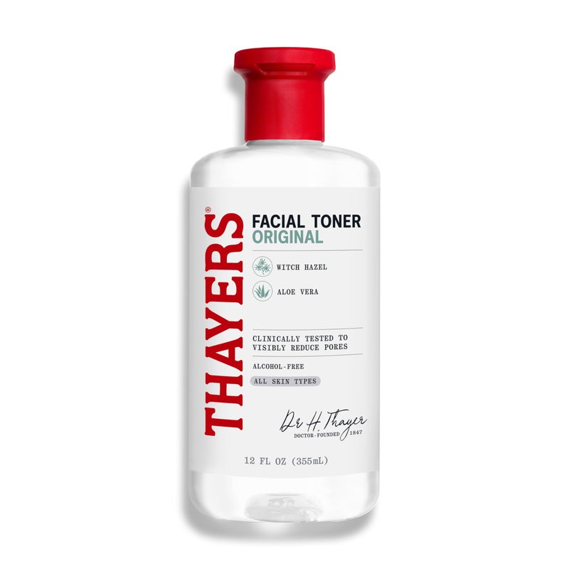 THAYERS تونر للوجه من ثايرز خالي من الكحول، مرطب، أصلي، يحتوي على خلاصة بندق الساحرة مع صبغة الألوة فيرا، نباتي، مختبر وموصى به من قبل أطباء الجلد، 12 أونصة (قد يختلف التعبئة) - Image 1