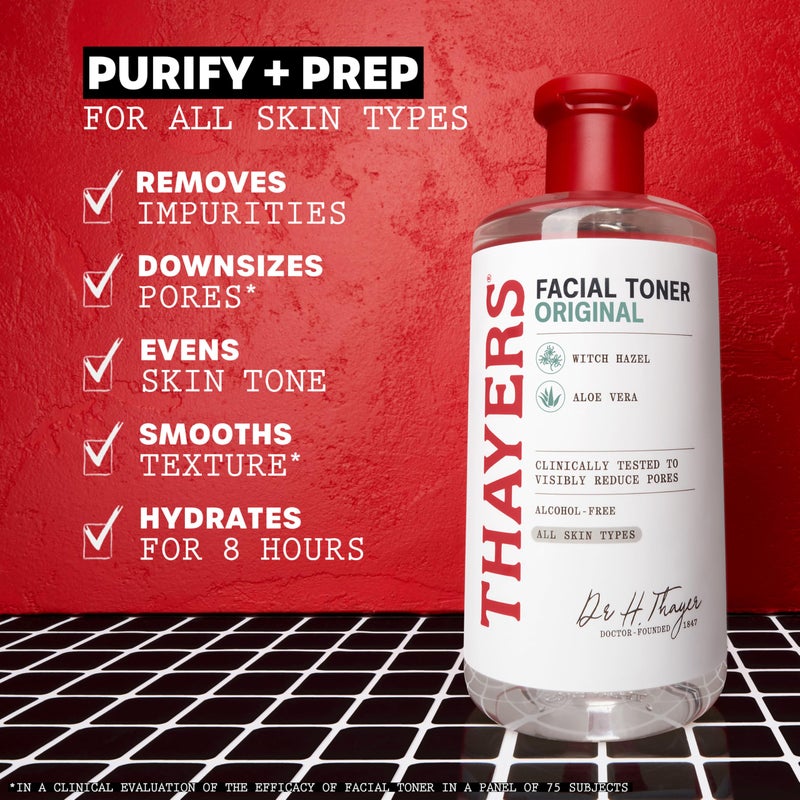 THAYERS تونر للوجه من ثايرز خالي من الكحول، مرطب، أصلي، يحتوي على خلاصة بندق الساحرة مع صبغة الألوة فيرا، نباتي، مختبر وموصى به من قبل أطباء الجلد، 12 أونصة (قد يختلف التعبئة) - Image 3