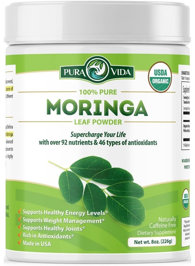 Pura Vida Moringa Moringa Powder By - Usda Organic Moringa Powder, Organic Moringa Oleifera, Moringa Leaf Powder  - Image 1