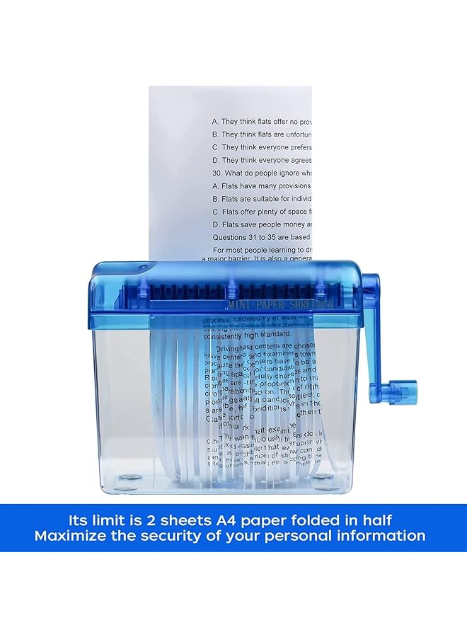 erorex Mini Hand Paper Shredder Office Home Manual Paper Shredder A6 Paper Cutting Tool Blue - Image 5