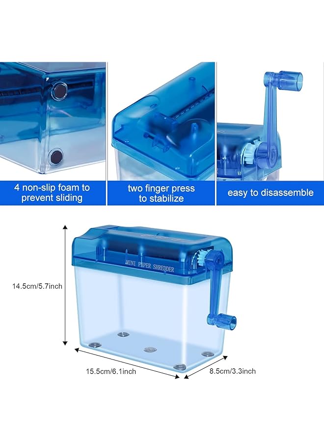 erorex Mini Hand Paper Shredder Office Home Manual Paper Shredder A6 Paper Cutting Tool Blue - Image 2