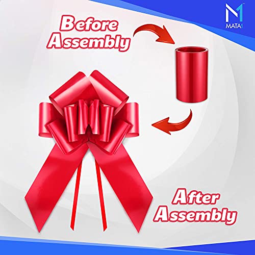 Mata1-USA - Huge Car Bow - Red, 23 Inch - Big Gift Wrapping Bow for Large Gift Decoration - Giant Size for Indoor & Outdoor Use - 12 Loops & 2 Suction Cups - No Magnets That Scratch - Image 5