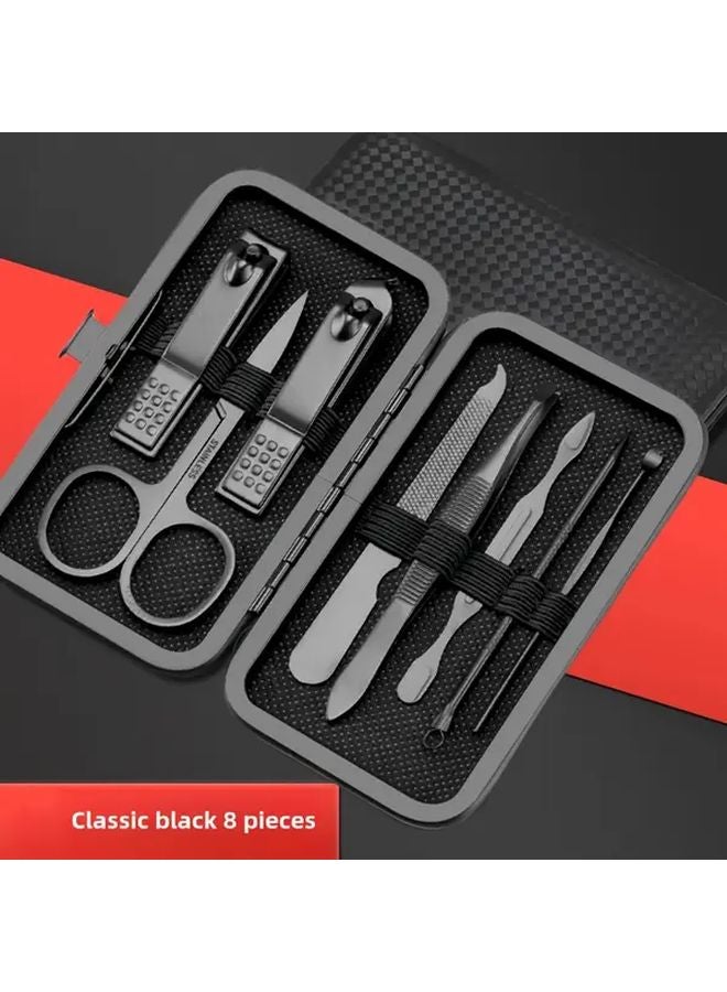 Charm Black 24 Piece Nail Clipper Set For Men Stainless Steel With Exfoliating Ear Scoop - Image 4