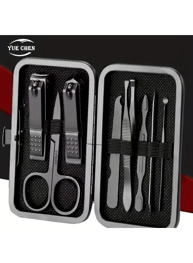 Charm Black 24 Piece Nail Clipper Set For Men Stainless Steel With Exfoliating Ear Scoop - Image 2