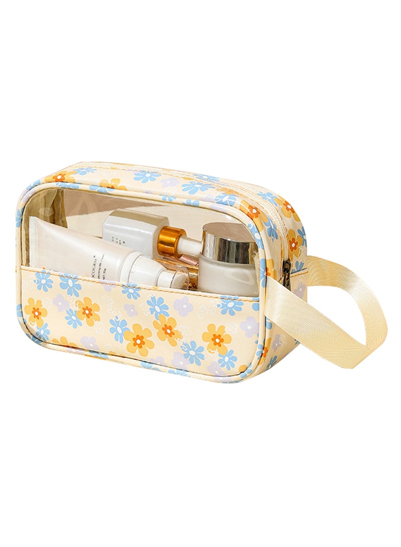 جيكون الأصفر زهرة شفافة ماكياج حقيبة ، تسا المعتمدة الزينة حقيبة للسفر ، بك و بو للماء السفر الحقيبة مع سستة للرجال والنساء تحمل على السفر أساسيات التجميل حقيبة - Image 1