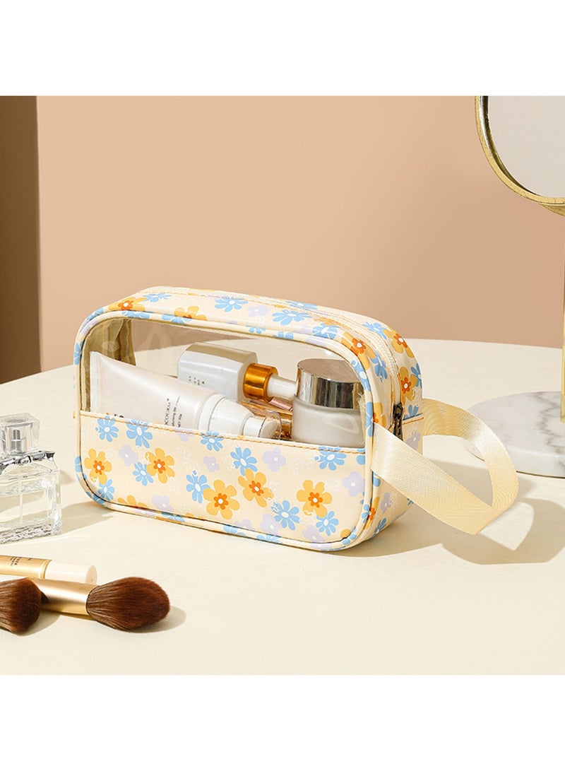 جيكون الأصفر زهرة شفافة ماكياج حقيبة ، تسا المعتمدة الزينة حقيبة للسفر ، بك و بو للماء السفر الحقيبة مع سستة للرجال والنساء تحمل على السفر أساسيات التجميل حقيبة - Image 3