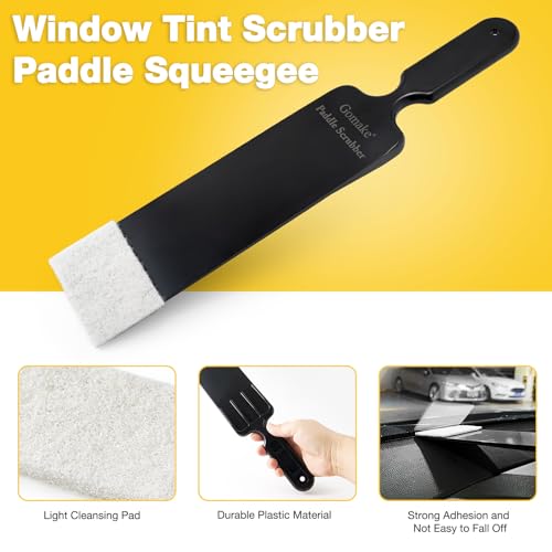 Gomake Window Tint Kit Vinyl Wrap Tool Car Windshield Back Window Tinting Tools with Bulldozer Squeegee Scrubber Paddle,Rubber Blade Scraper,Film Cutter for Car Wrapping,Vinyl Film Installation - Image 3