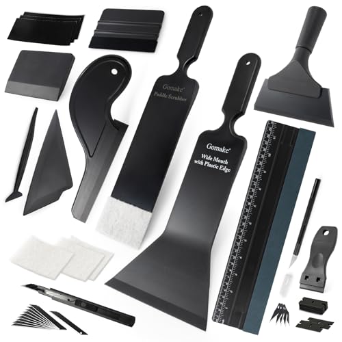 Gomake Window Tint Kit Vinyl Wrap Tool Car Windshield Back Window Tinting Tools with Bulldozer Squeegee Scrubber Paddle,Rubber Blade Scraper,Film Cutter for Car Wrapping,Vinyl Film Installation - Image 1