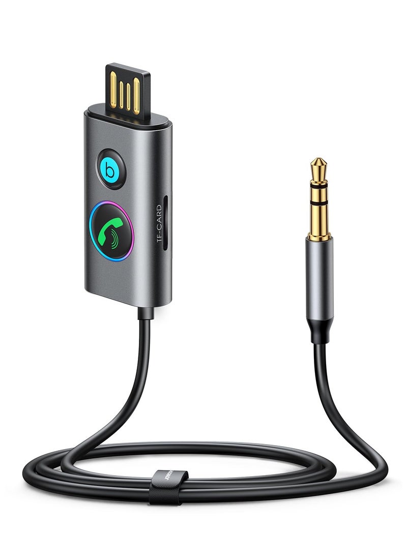 Bluetooth 5.3 Receiver HiFi Deep Bass Sound AUX Adapter for Car 3.5mm Jack Kit with Built in Microphone Input Home Stereo Wired Headphones Hands Free Call Dual Connection - Image 1