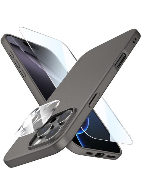 Ultra-Thin Matte Gray iPhone 16 Pro Max Case with Camera Lens u0026 Screen Protectors – Shockproof, Anti-Scratch, Lightweight Case for iPhone 16 Pro Max