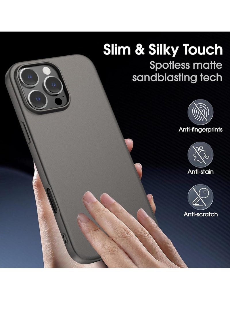 Generic - Ultra-Thin Matte Gray iPhone 16 Pro Max Case with Camera Lens u0026 Screen Protectors – Shockproof, Anti-Scratch, Lightweight Case for iPhone 16 Pro Max - Image 1