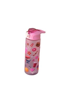 Water bottle with plastic handle, pink color, 1 liter