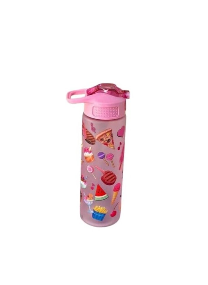 Generic - Water bottle with plastic handle, pink color, 1 liter - Image 1