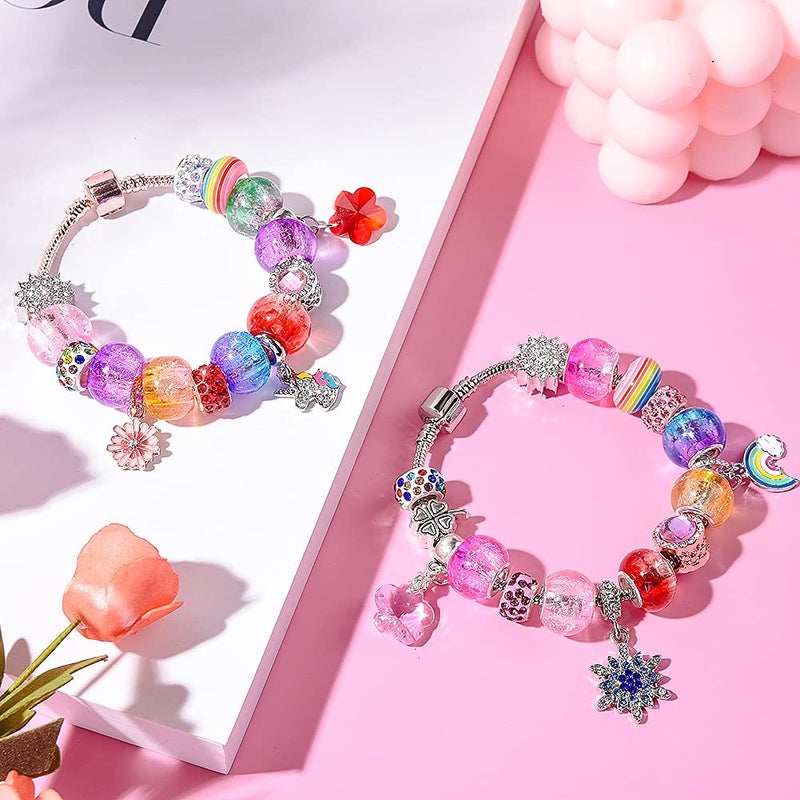 AIPRIDY 120 Pieces Assorted European Craft Beads Large Hole Lampwork Spacer Beads Colorful European Beads for DIY Necklace Bracelet Jewelry Making (Abstract Flower) - Image 3