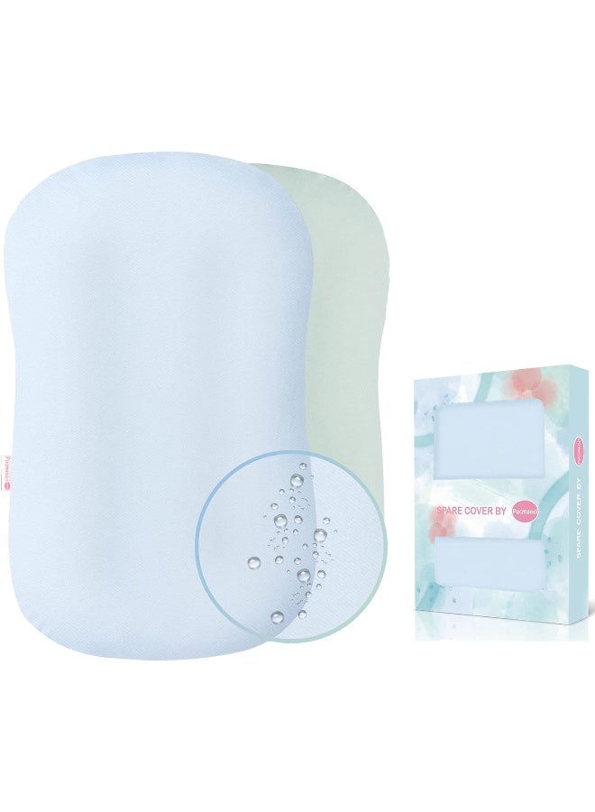 Pucmaoci Organic Waterproof Baby Lounger Covers, Pack of 2 (Blue & Green) - Image 1
