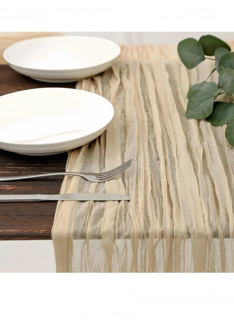 Lee Yon Beige Cotton Table Mat With Romantic Long Wave Siamese Pattern, Suitable For Weddings, Thanksgiving, Birthday Parties, Restaurant Decoration, Mother's Day Decoration, Home Decoration, On-Site Decoration， 90*180cm  - Image 2