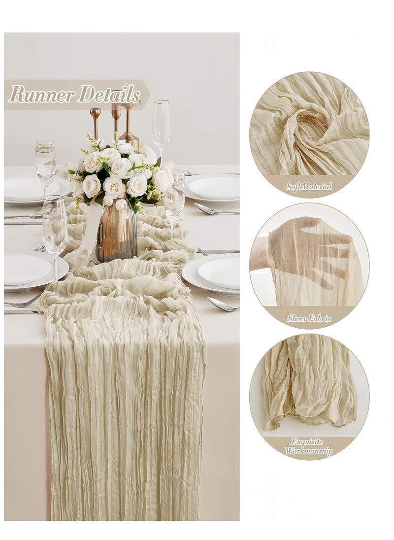 Lee Yon Beige Cotton Table Mat With Romantic Long Wave Siamese Pattern, Suitable For Weddings, Thanksgiving, Birthday Parties, Restaurant Decoration, Mother's Day Decoration, Home Decoration, On-Site Decoration， 90*180cm  - Image 3