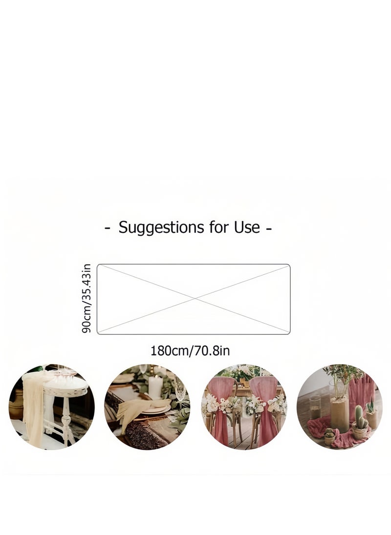 Lee Yon Beige Cotton Table Mat With Romantic Long Wave Siamese Pattern, Suitable For Weddings, Thanksgiving, Birthday Parties, Restaurant Decoration, Mother's Day Decoration, Home Decoration, On-Site Decoration， 90*180cm  - Image 4