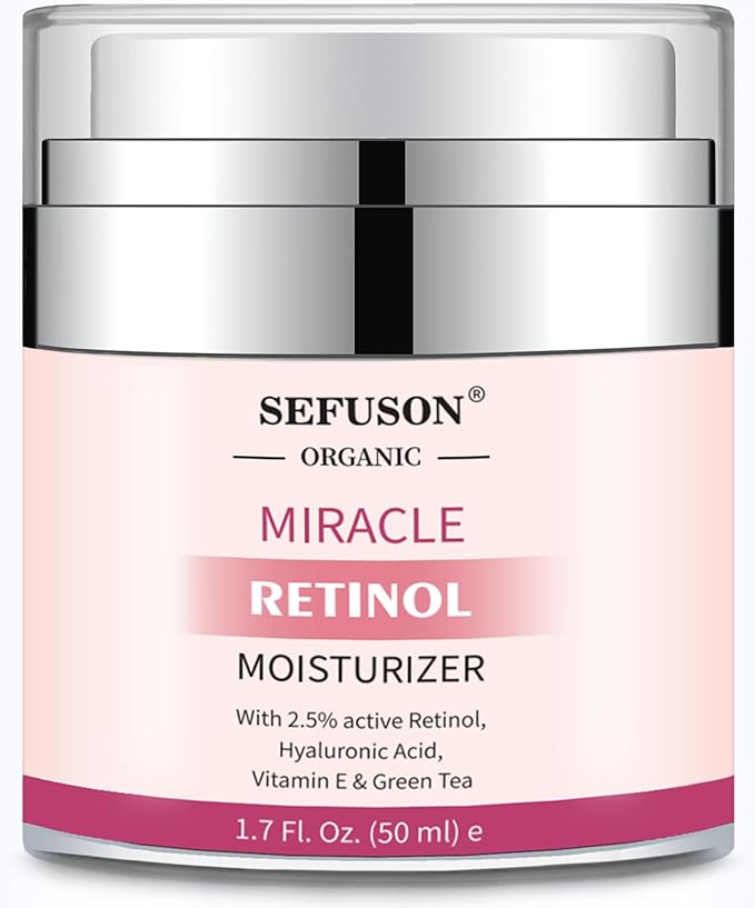 sefuson Retinol Moisturizer CreamFor FaceEye Area Anti Aging Wrinkles Acne Fine Lineswith Vitamin EHyaluronic Acid Jojoba OilBest NightDay Facial CreamWith 25 Active Retinol 50Milliliter - Image 1