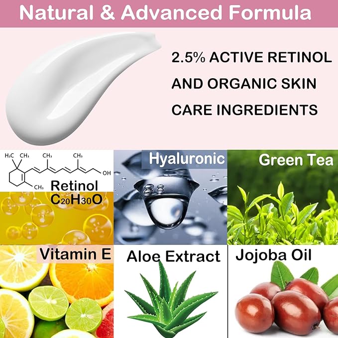 sefuson Retinol Moisturizer CreamFor FaceEye Area Anti Aging Wrinkles Acne Fine Lineswith Vitamin EHyaluronic Acid Jojoba OilBest NightDay Facial CreamWith 25 Active Retinol 50Milliliter - Image 4