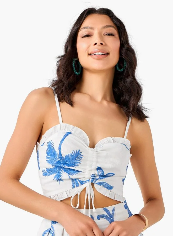Splash FAV Women Palm Embroidered Ruched Bandeau