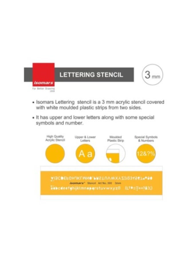 Isomars Technoart Lettering Guide Drawing Template Stencil, 3 mm Size - Image 3
