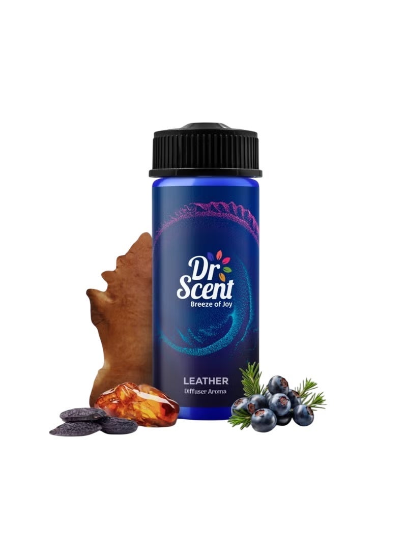 Dr Scent Diffuser Aroma Oil Leather | Feel the Distinctive Notes of dry wood, juniper berries, and mate, with a hint of amber (170ml) - Image 1