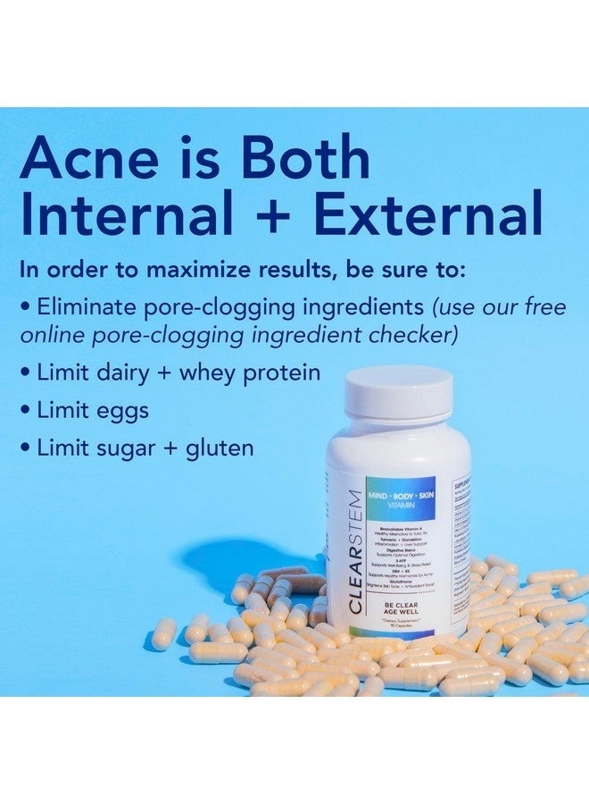 CLEARstem Mindbodyskin Hormonal Acne Supplement (5Htp) Natural Dim Supplement Skin Care Vitamins Hormone Balance, Antioxidants Vegan, Gluten Free, Cruelty Free 30 Servings, 90 Capsules - Image 2
