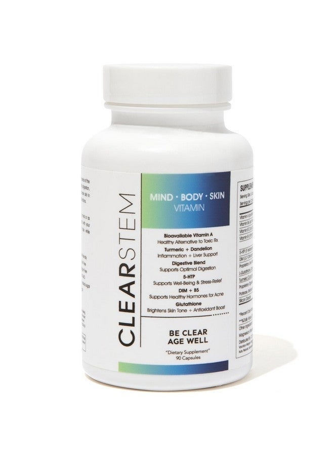 CLEARstem Mindbodyskin Hormonal Acne Supplement (5Htp) Natural Dim Supplement Skin Care Vitamins Hormone Balance, Antioxidants Vegan, Gluten Free, Cruelty Free 30 Servings, 90 Capsules - Image 1