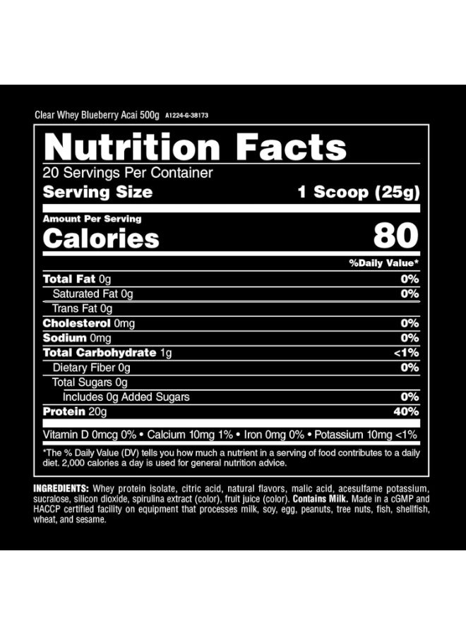 ANIMAL Universal Nutrition Animal Clear Whey Protein Isolate | Blueberry Acai | 500g | 20g Protein & 5g BCAAs | Lean Muscle & Recovery Support - Image 3