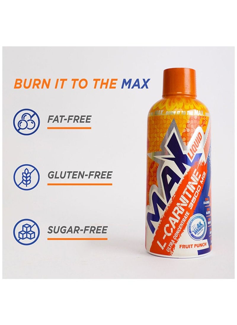 Max Muscle - Max Liquid L-Carnitine 3500MG-32Serv.-480Ml-Fruit Punch - Image 1