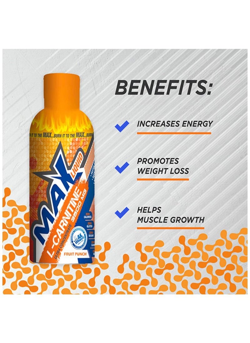 Max Muscle - Max Liquid L-Carnitine 3500MG-32Serv.-480Ml-Fruit Punch - Image 1