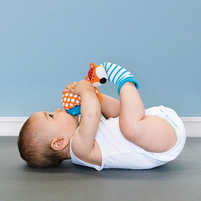 bblÃ¼v â€“ DÃ¼o - Foot Finders - Fun and colorful baby developmental socks with rattle (Fox and Owl) - Image 2