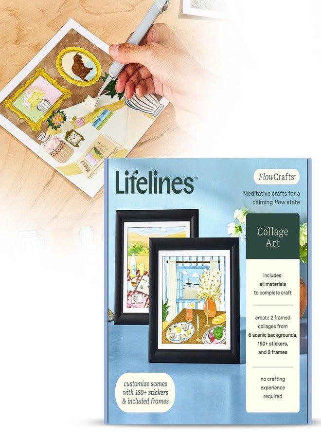 لايف لاينز مجموعة فنون الكولاج من لايفلاينز فلو كرافتس - كولاجات مصغرة مؤطرة من 6 خلفيات طبيعية، وأكثر من 150 ملصقًا، وإطارين للصور - مجموعة فنون وحرف حسية للمراهقين والبالغين - ديكور حائط يمكنك صنعه بنفسك - Image 1