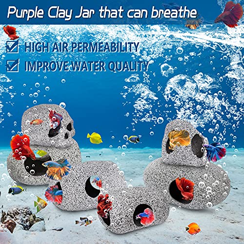 Ameliade Aquarium Decorations Cave Fish Tank Accessories Rock Decor for Shrimp Cichlid Hiding Breeding Small Fish Bowl Hide Decoration Betta Toys Hideout Stones House（Small） - Image 5
