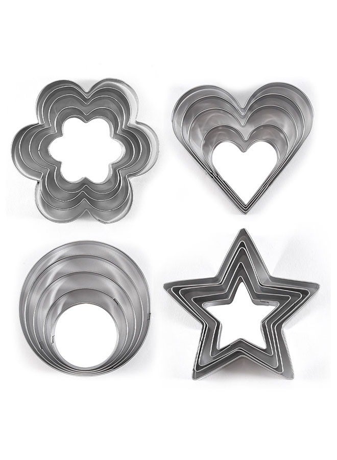 20 Piece Cookie Cutter Set Stainless Steel Pastry Cutter 4 Shape Biscuit Cutter Heart Shaped Star Round Flower Cutter Mould for Gummy DIY Baking Scone Cutter - Image 1