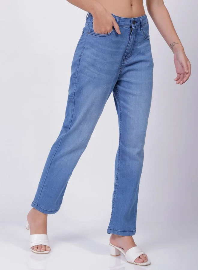 Freehand  Women Straight Fit Solid Mid Rise Jeans  | Best Price UAE