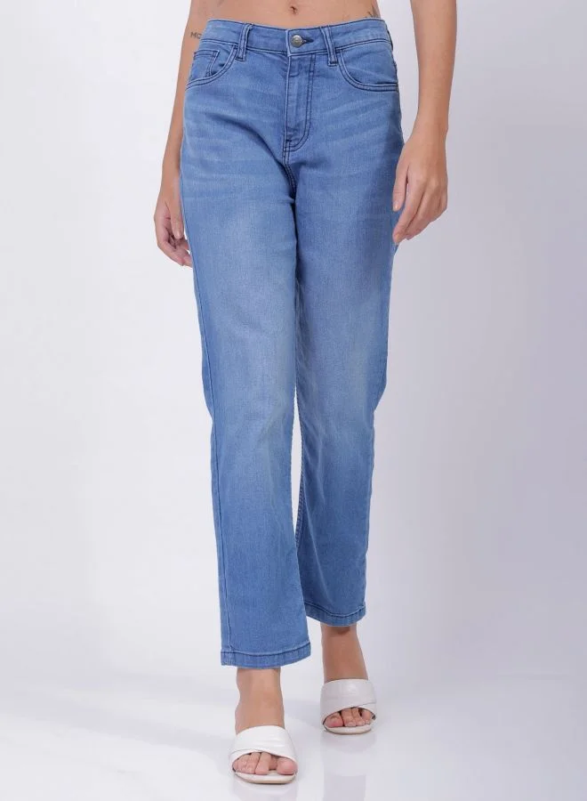 Women Straight Fit Solid Mid Rise Jeans