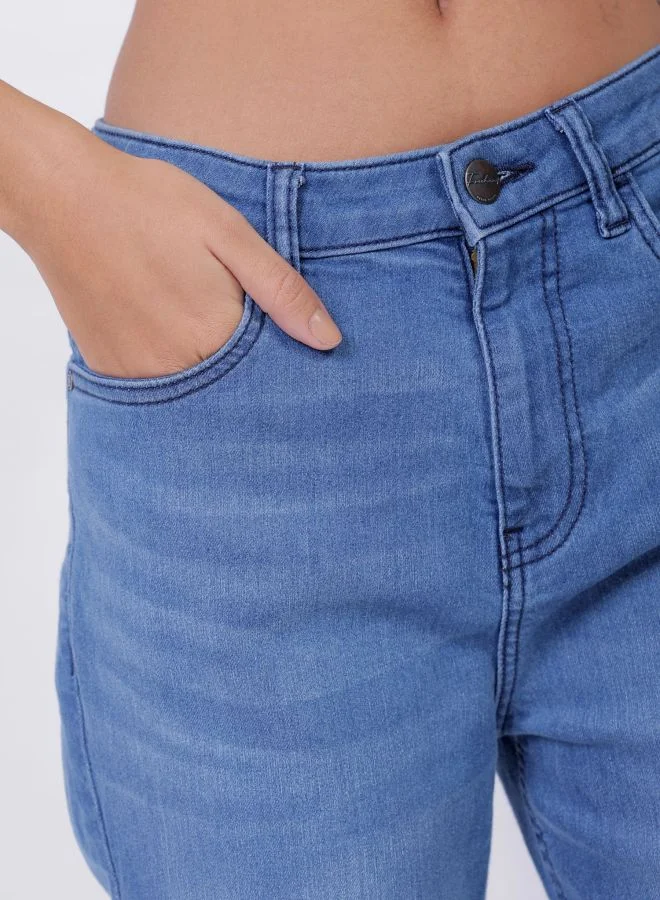 Freehand  Women Straight Fit Solid Mid Rise Jeans  | Best Price UAE