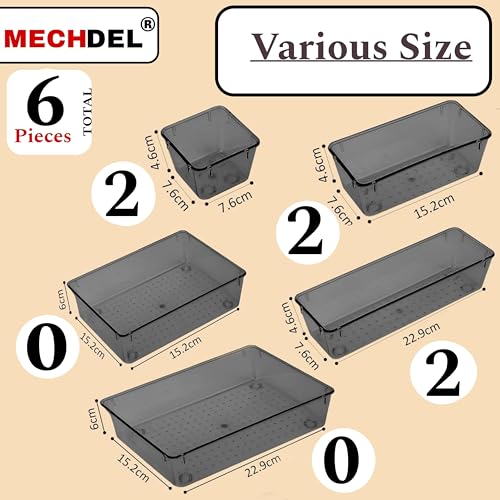 mechdel Desk Drawer Organizer/Trays/Bathroom Drawer Tray/Dividers Plastic Vanity Organizers/Storage Bins For Makeup Cosmetics/Kitchen/Office Drawer/earring organiser (Drawer Organiser - 6PCS) - Image 2