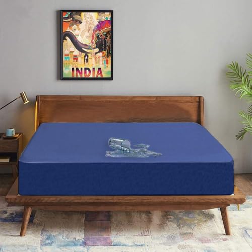Trance Cotton Feel Terry Ultra Soft Waterproof Mattress Protector | Breathable - Hypoallergenic Mattresses Cover (75x72 inch | 6.25x6 feet, Classic Blue - Pack of 1) - Image 3