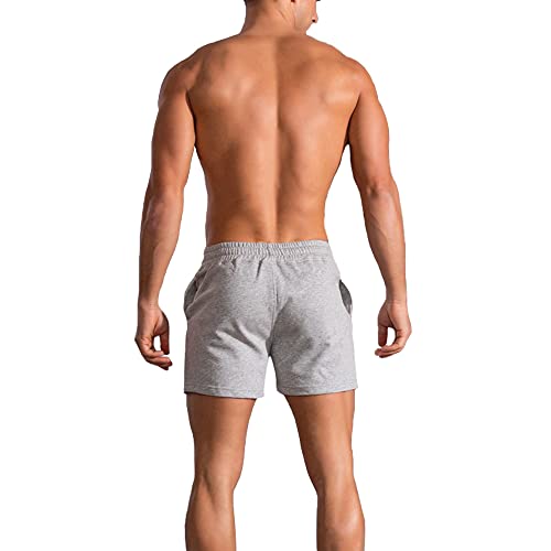 palglg Mens Bodybuilding Workout Shorts 5" Inseam with Pockets PLN Gray XL - Image 2