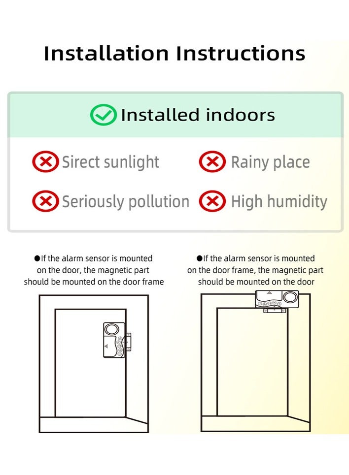 عام **منبه أبواب ونوافذ بسيط - مستشعر مغناطيسي عالي الديسيبل، للأمان في المنزل والمكتب والمتجر والأدراج** - Image 3