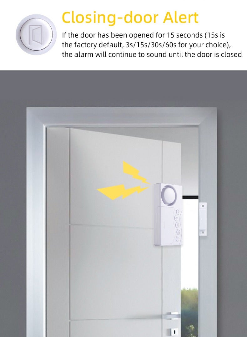 عام **منبه أبواب ونوافذ بسيط - مستشعر مغناطيسي عالي الديسيبل، للأمان في المنزل والمكتب والمتجر والأدراج** - Image 4