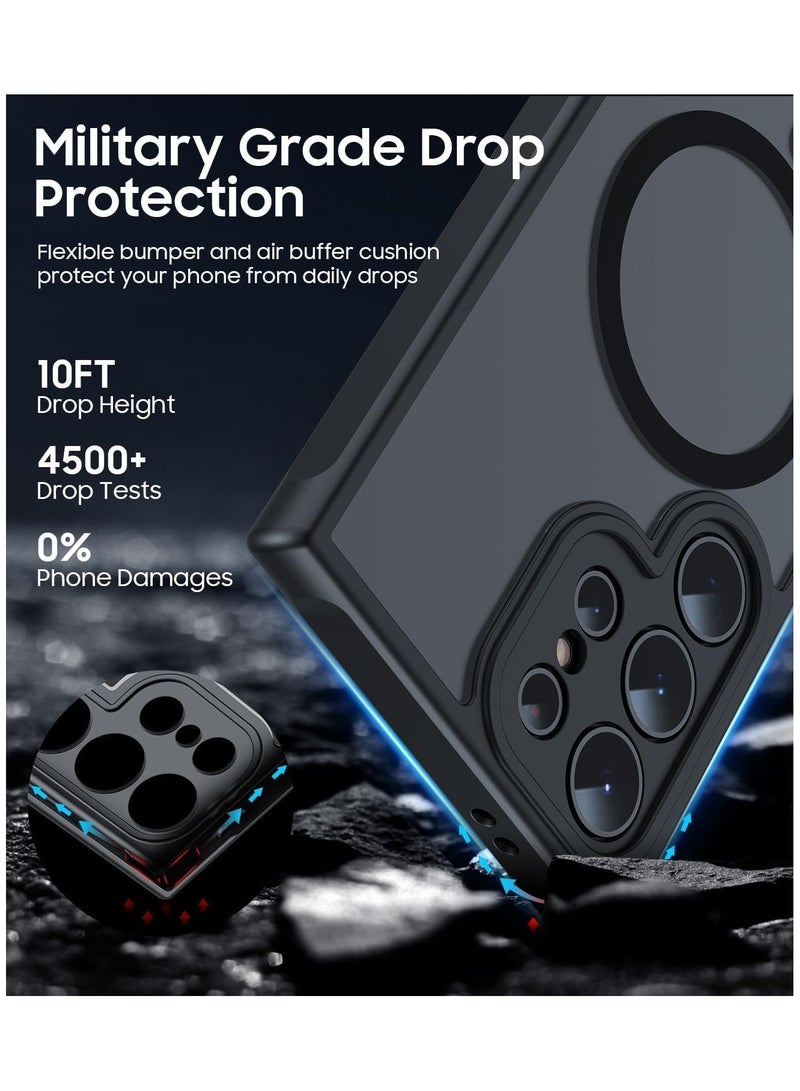 Magnetic Case for Samsung Galaxy S25 Ultra 5G, Compatible with MagSafe, Translucent Matte Back Shockproof Phone Cover (Titanium Black)  - Image 2