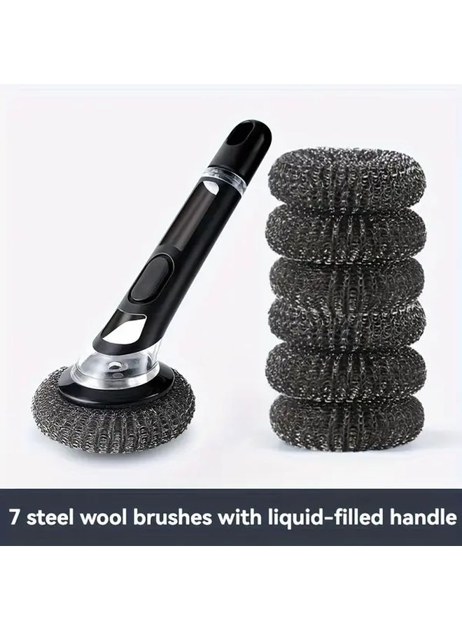 Long Handle Dish Brush With Automatic Liquid Dispenser And 3 Pet Balls - Image 5