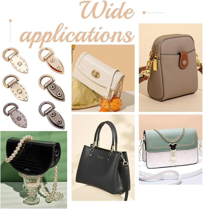 klarako 12Pcs Metal Bag Side Clip Buckle, 3 Colors Purse Suspension Clasp Hardware Leaf Shape Handbag Chain Strap Connector Alloy D Ring Screwback Lanyard Clasps DIY Shoulder Bag Repair Accessories - Image 5